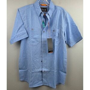 Orvis Mens MarinoWUL+ Outdoor Performance Shirt Blue UPF 40 Active Fit Small NWT
